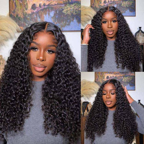 Curly Wave 13x6 Lace Frontal Wig Human Hair Thick Density Invisible HD ...