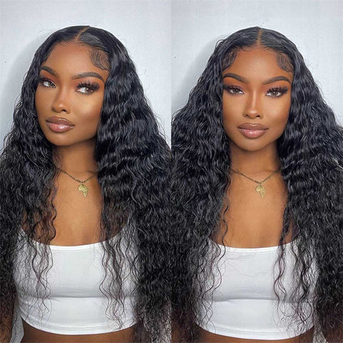 6x6 Water Wave Lace Closure Wigs Human Hair Pre Plucked HD Transparent Lace Frontal Wigs 