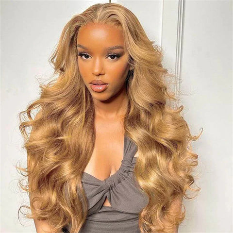 Honey Blonde 13x6 Lace Front Wigs Pre Plucked Blonde Body Wave Wigs 1