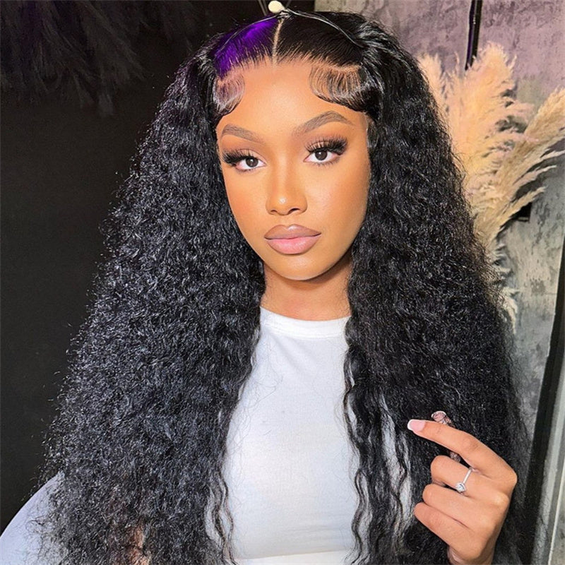 6x6 Curly Lace Closure Wigs Transparent Lace Front Wigs 100% Human Hair Wigs With Baby Hair 