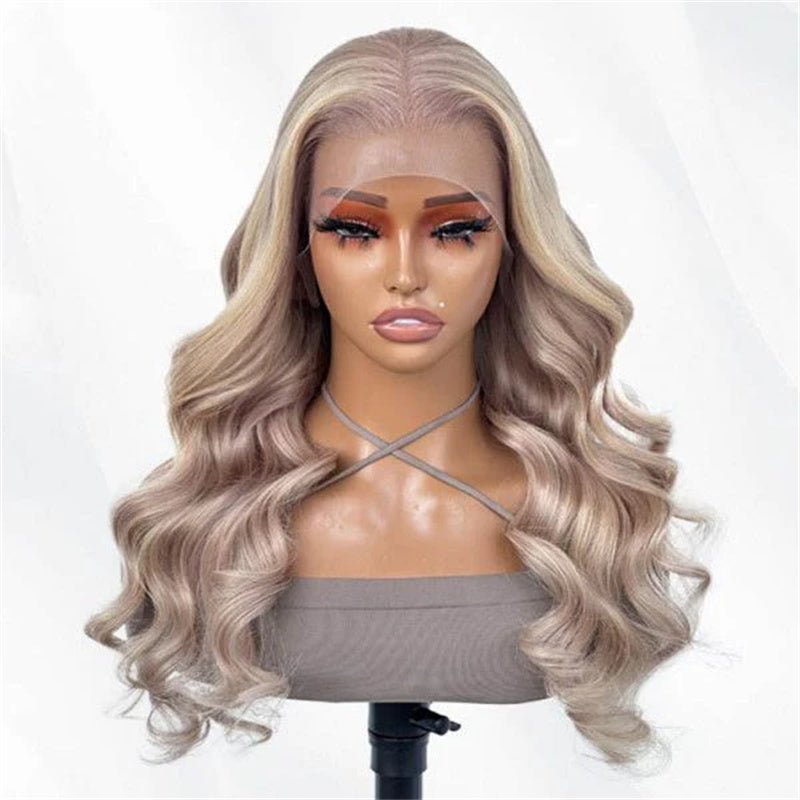 13x4 Ash Blonde Body Wave Lace Front Wig Transparent Lace Blonde Hair 180%/250% Density - Lemoda Hair