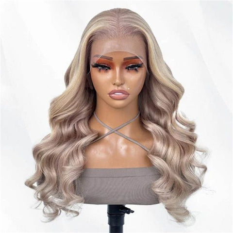 13x4 Ash Blonde Body Wave Lace Front Wig Transparent Lace Blonde Hair 180%/250% Density - Lemoda Hair