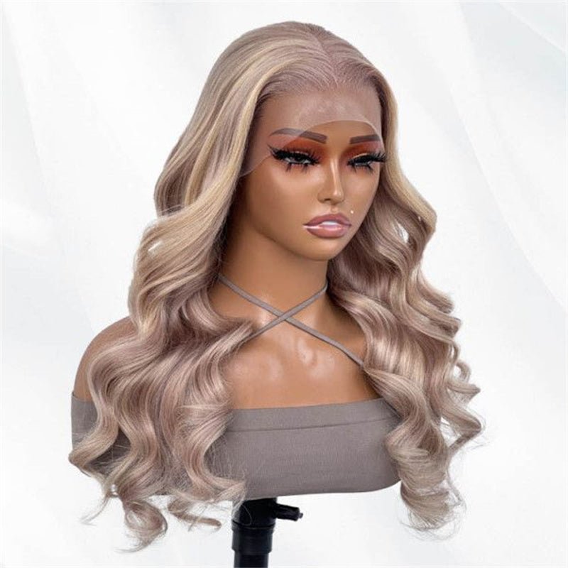 13x4 Ash Blonde Body Wave Lace Front Wig Transparent Lace Blonde Hair 180%/250% Density - Lemoda Hair