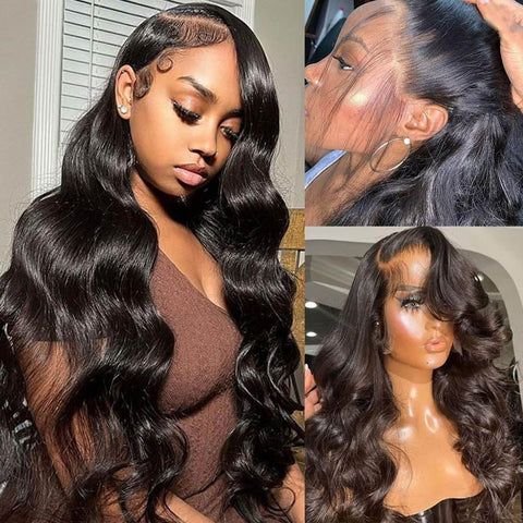 13x4 Lace Front Wig Nature Black Body Wave With Glueless Pre Plucked Baby Hair - Lemoda Hair