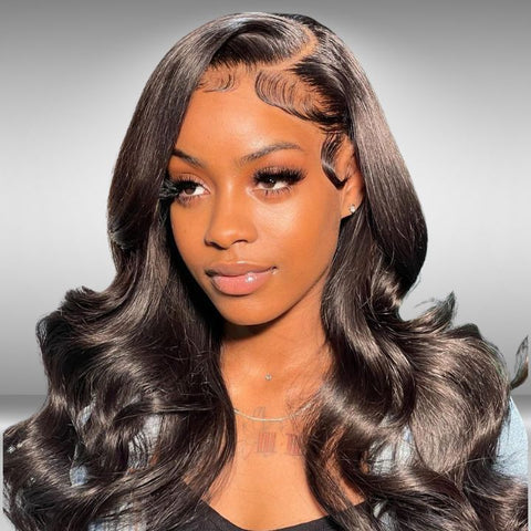 13x4 Lace Front Wig Nature Black Body Wave With Glueless Pre Plucked Baby Hair - Lemoda Hair