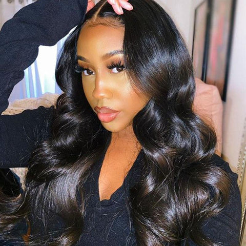 13x4 Lace Front Wig Nature Black Body Wave With Glueless Pre Plucked Baby Hair - Lemoda Hair