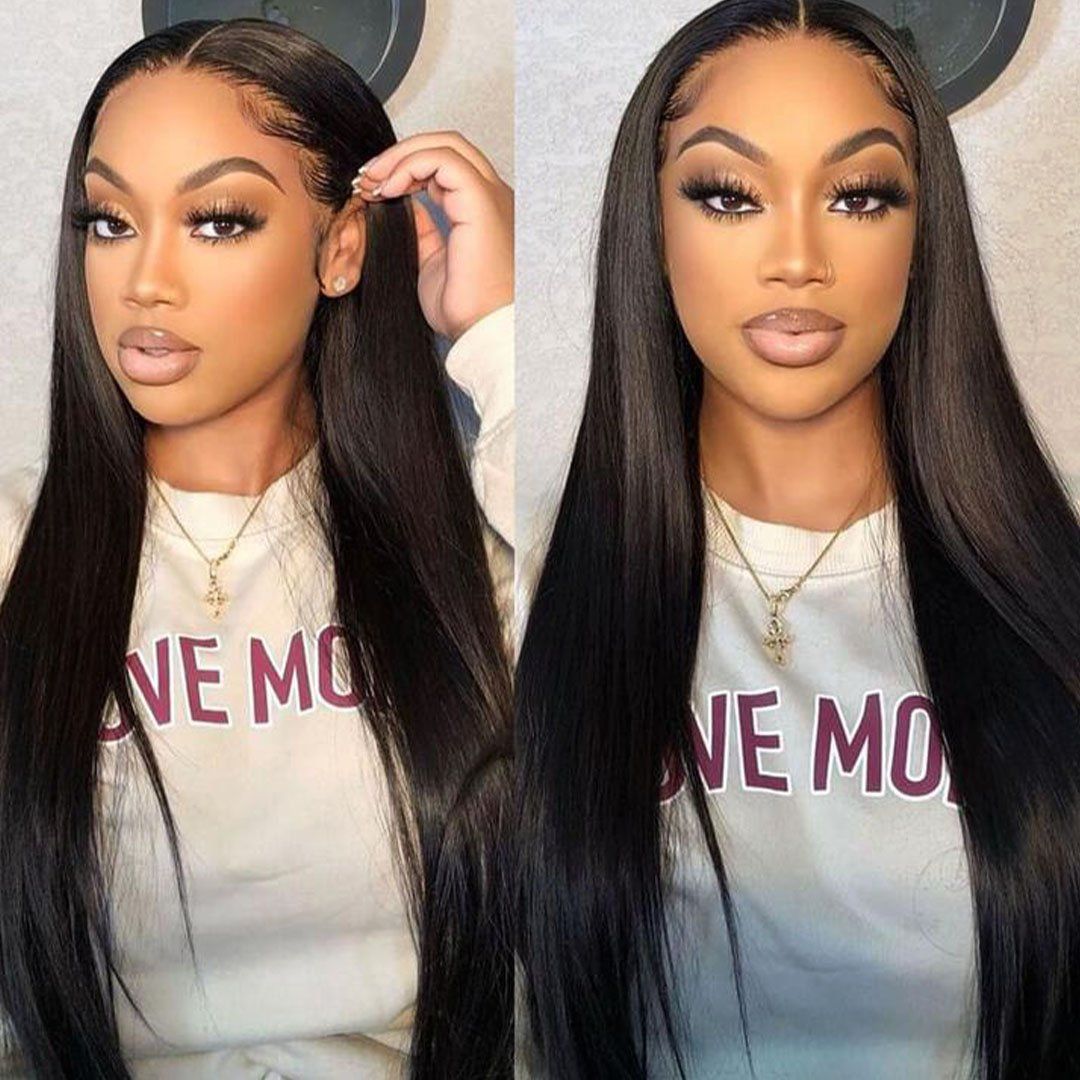 13x4 Lace Front Wigs for Black Women 180% Density Straight Natural Black Lace Wig - Lemoda Hair