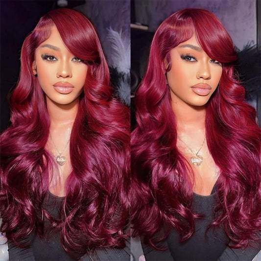 13x4 Lace Frontal wig Body Wave 99J Lace Wig Brazilian Human Virgin Hair - Lemoda Hair