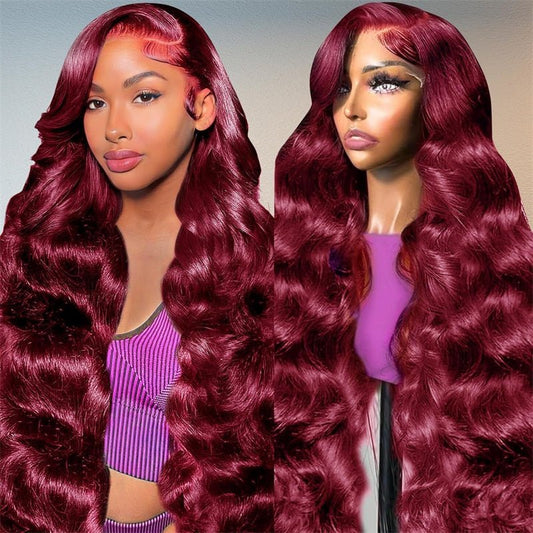 13x4 Lace Frontal wig Body Wave 99J Lace Wig Brazilian Human Virgin Hair - Lemoda Hair