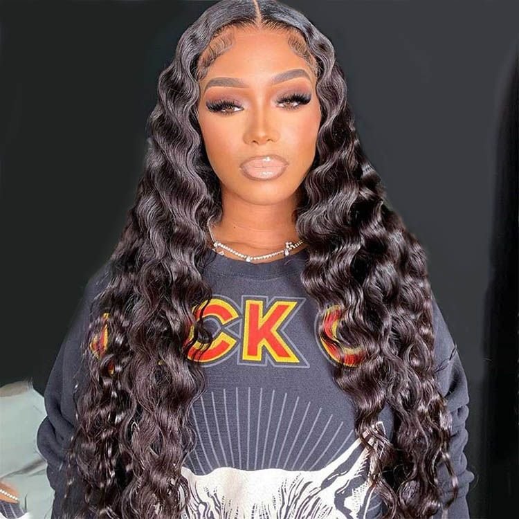 13x4 Lace Frontal with 4 Bundles Deep Wave Peruvian Human Hair - Lemoda Hair