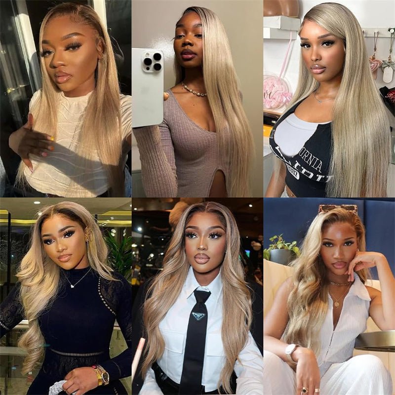 13x4 Straight Blonde Hair Wig Free Part Transparent Lace Front Wigs Ash Blonde Lace Front Wigs for Women - Lemoda Hair