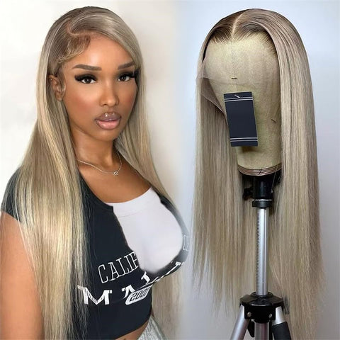 13x4 Straight Blonde Hair Wig Free Part Transparent Lace Front Wigs Ash Blonde Lace Front Wigs for Women - Lemoda Hair