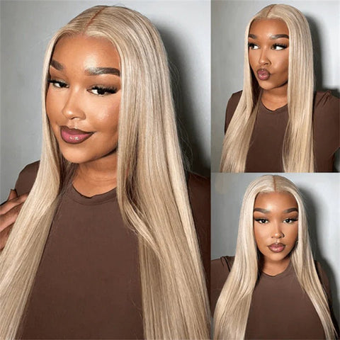 13x4 Straight Blonde Hair Wig Free Part Transparent Lace Front Wigs Ash Blonde Lace Front Wigs for Women - Lemoda Hair