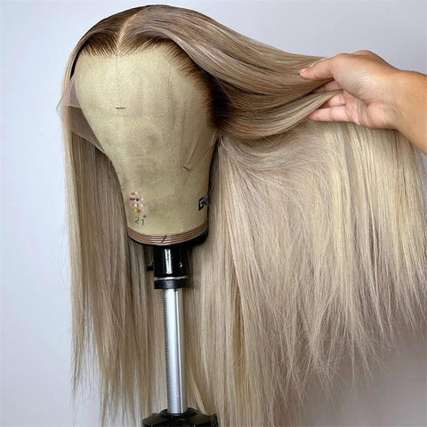 13x4 Straight Blonde Hair Wig Free Part Transparent Lace Front Wigs Ash Blonde Lace Front Wigs for Women - Lemoda Hair