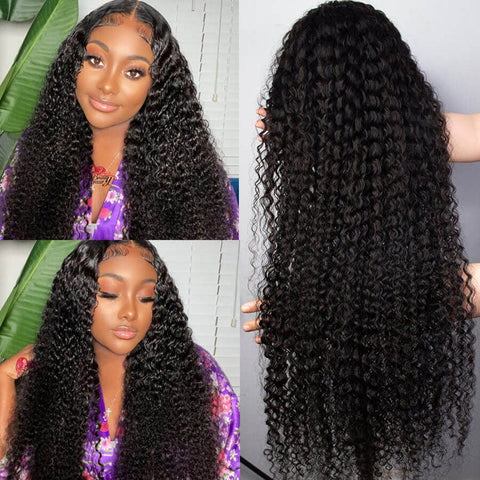 13x4 Transparent Lace Malaysian Virgin Curly Wig With Bleached Invisible Knots 180% Density - Lemoda Hair