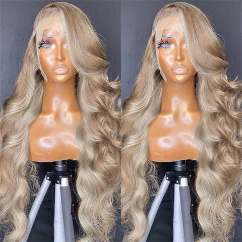 13x6 Body Wave Ash Blonde Transparent Lace Front Wig Human Hair 180%/250% Hair Density - Lemoda Hair