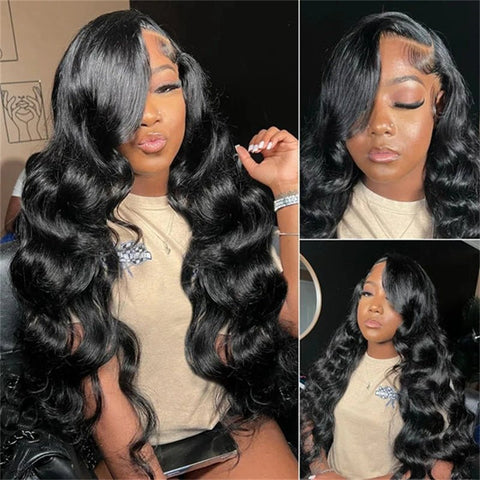 13x6 Body Wave HD Lace Front Wigs Human Hair for Women 180% Density Virgin Human Hair Wig with Baby Hair Natural Black