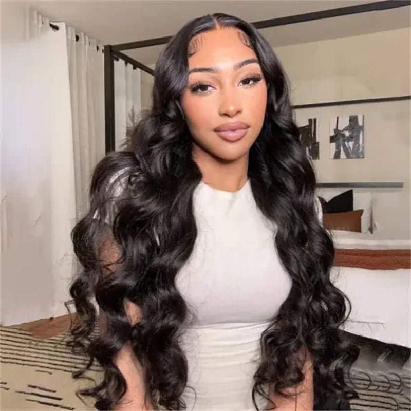 13x6 Body Wave HD Lace Front Wigs Human Hair for Women 180% Density Virgin Human Hair Wig with Baby Hair Natural Black