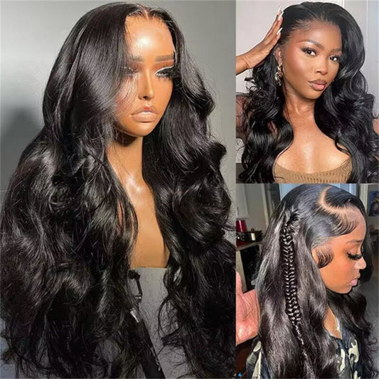 13x6 Body Wave HD Lace Front Wigs Human Hair for Women 180% Density Virgin Human Hair Wig with Baby Hair Natural Black