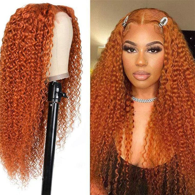 13X6 Ginger Orange Lace Front Wig Curly Wigs Human Hair Pre Plucked With Baby Hair for Women - Lemoda Hair