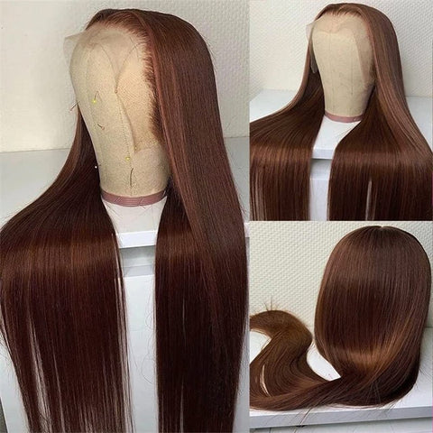 13x6 Straight Wigs Chocolate Brown Transarent Lace Front Wigs 180% Hair Density - Lemoda Hair