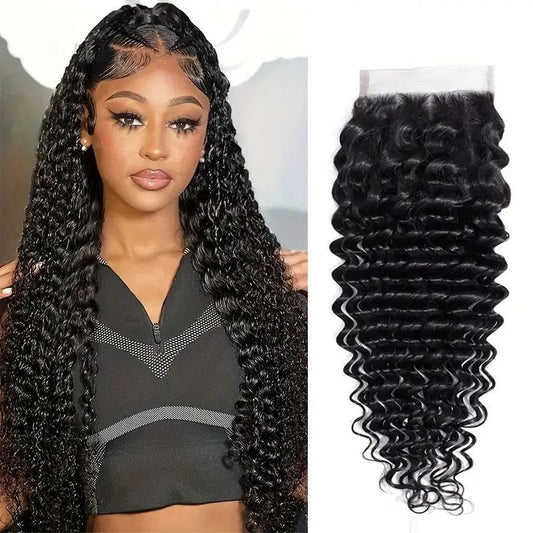 Lemoda Brazilian Hair Deep Wave HD Lace 4*4 Lace Closure With Baby Hair