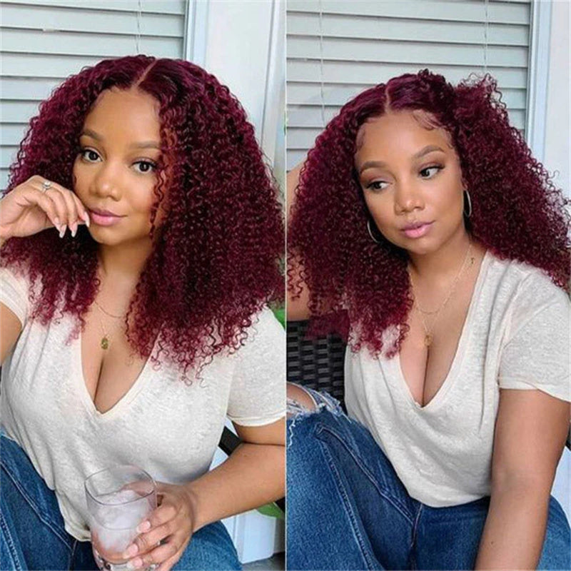 99j kinky curly 13x6 transparent lace frontal wig 