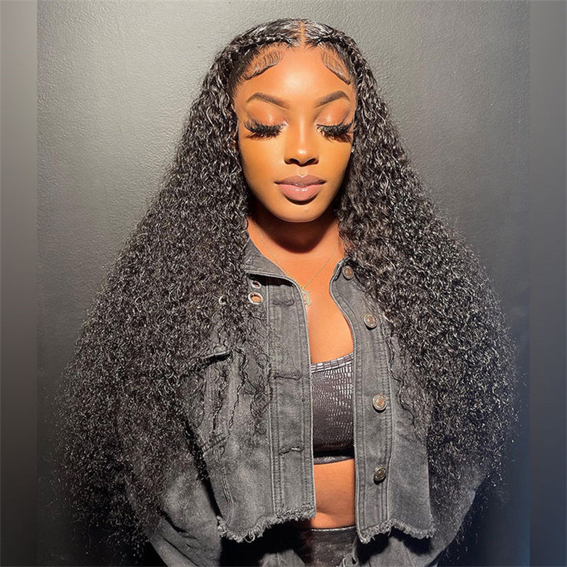 6x6 Curly Human Hair Transparent Lace wig