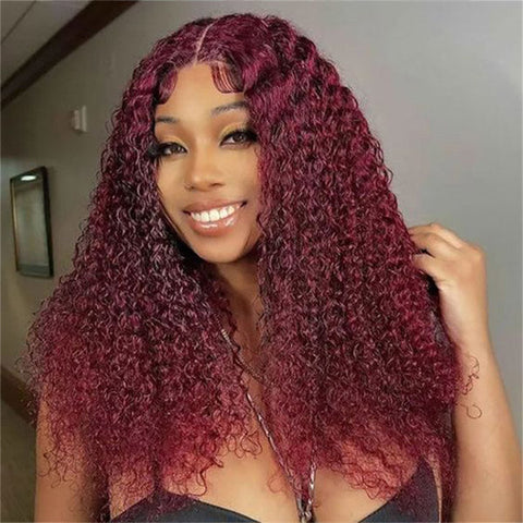 13x6 kinky curly wig 99j color wig 