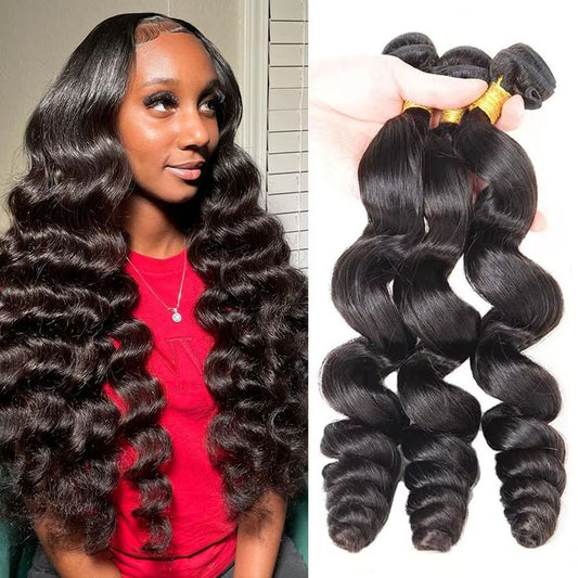 Brazilian Loose Wave 3 Bundles 100% human virgin hair Machine Double Weaving Hair Extension