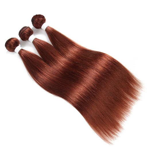 #33 Dark Auburn 3 Bundles With Closure 4x4 pre-Colored 100% virgin human hair