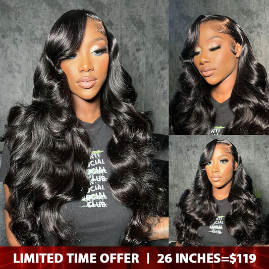 Lemoda Body Wave 7x5 Lace Closure Glueless Wig Human Hair 180 Hair Density with Pre-pleached Knots