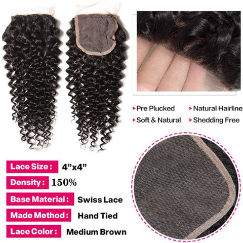 Lemoda Brazilian Hair Deep Wave HD Lace 4*4 Lace Closure With Baby Hair