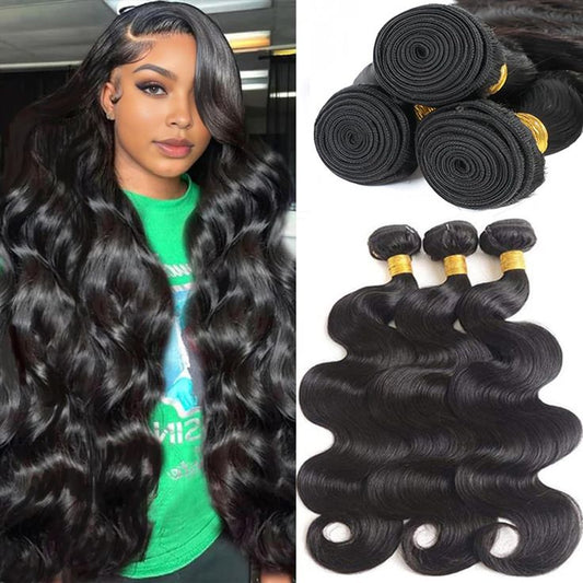 3 Bundles Natural Black Body Wave Brazilian Virgin Hair 10-28 inch 3 Pieces Pack