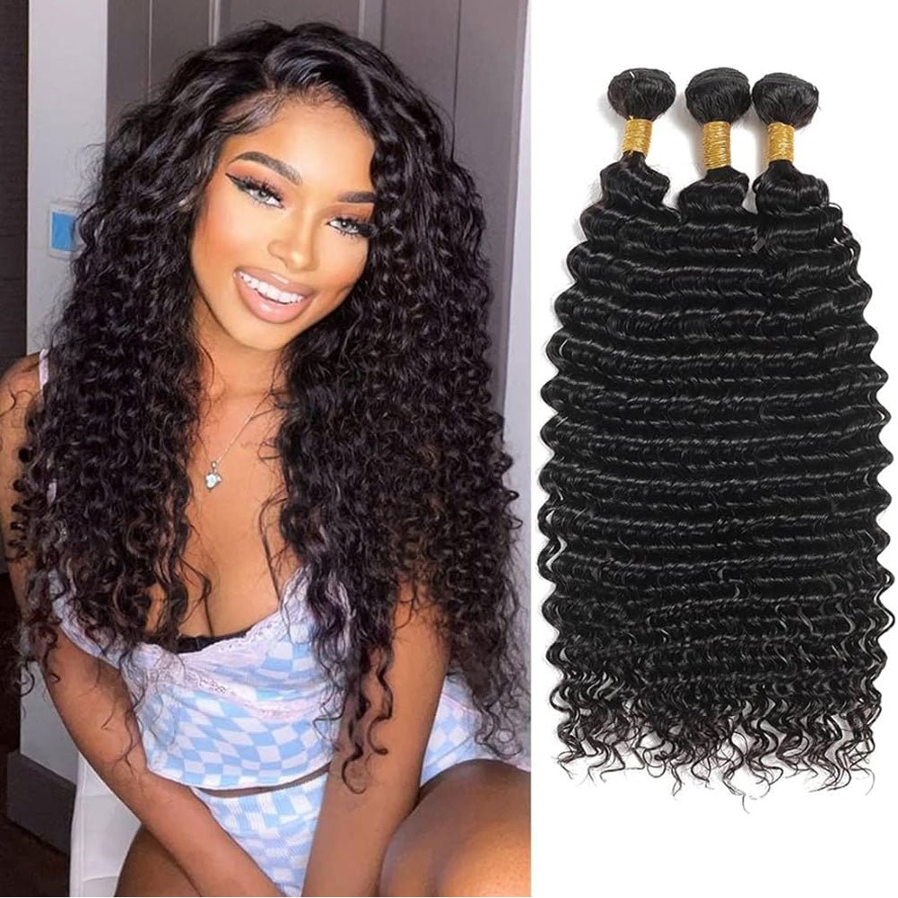 3 Bundles 12A Peruvian Raw Virgin Hair Deep Curly Wave hair bundles - Lemoda Hair