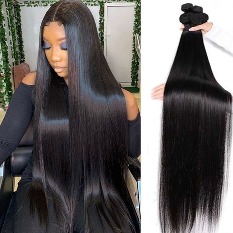 3 Bundles Brazilian Virgin Human Hair Long Weft Straight Long Hair Extension - Lemoda Hair