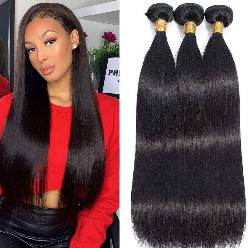 3 Bundles Brazilian Virgin Human Hair Long Weft Straight Long Hair Extension - Lemoda Hair