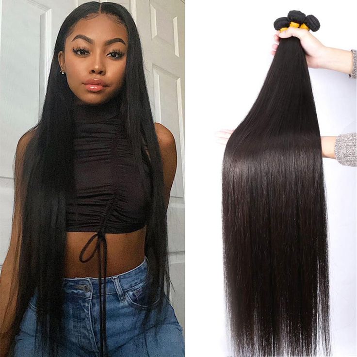 3 Bundles Brazilian Virgin Human Hair Long Weft Straight Long Hair Extension - Lemoda Hair