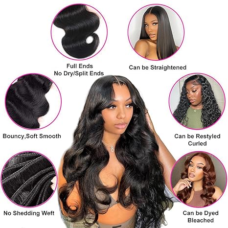 3 Bundles Natural Black Body Wave Brazilian Virgin Hair 10 - 28 inch 3 Pieces Pack - Lemoda Hair