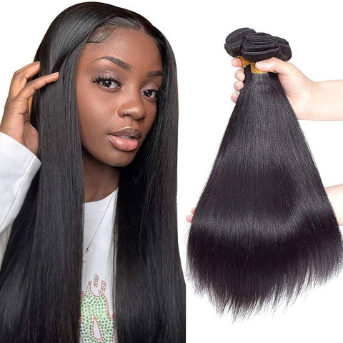 3 Bundles Natural Black Straight Peruvian Human Hair Weaves - Lemoda Hair