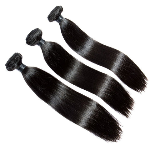 3 Bundles Natural Black Straight Peruvian Human Hair Weaves - Lemoda Hair