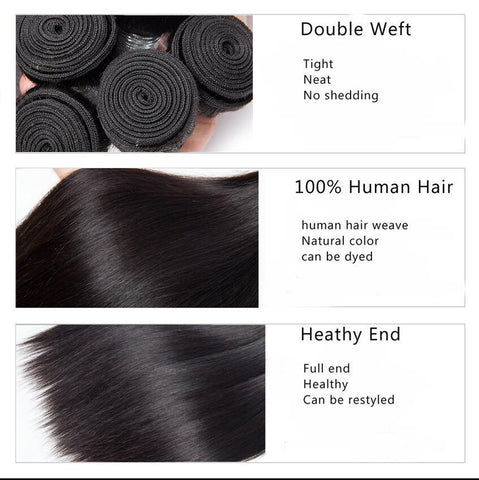 3 Bundles Precious Peruvian 100% human Hair Natural Black Straight Hair Bundles - Lemoda Hair