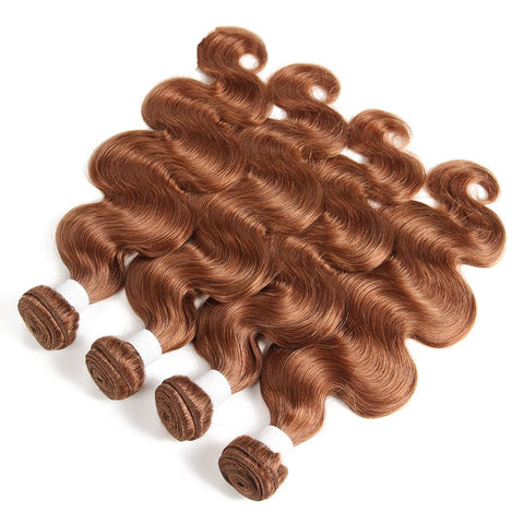 #30 Medium Auburn body wave 3 Bundles With 13x4 Lace Frontal 100% Human Hair - Lemoda Hair