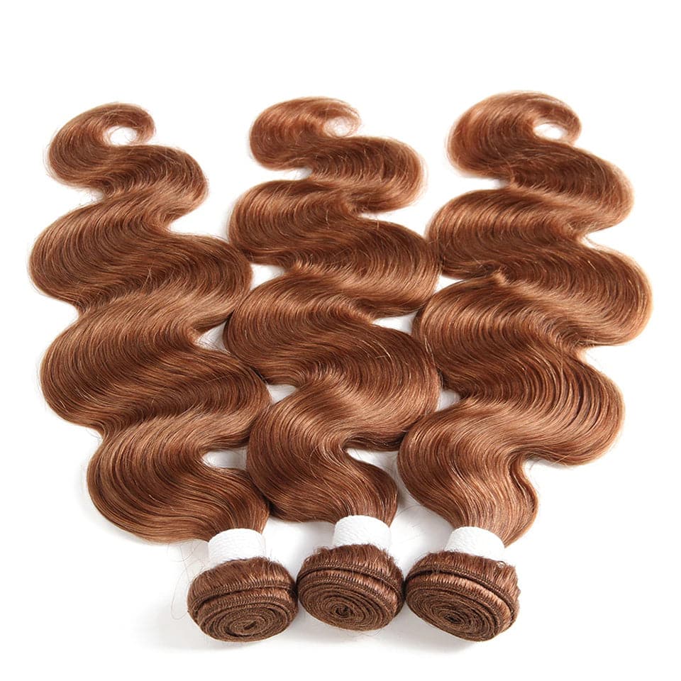 #30 Medium Auburn body wave 3 Bundles With 13x4 Lace Frontal 100% Human Hair - Lemoda Hair