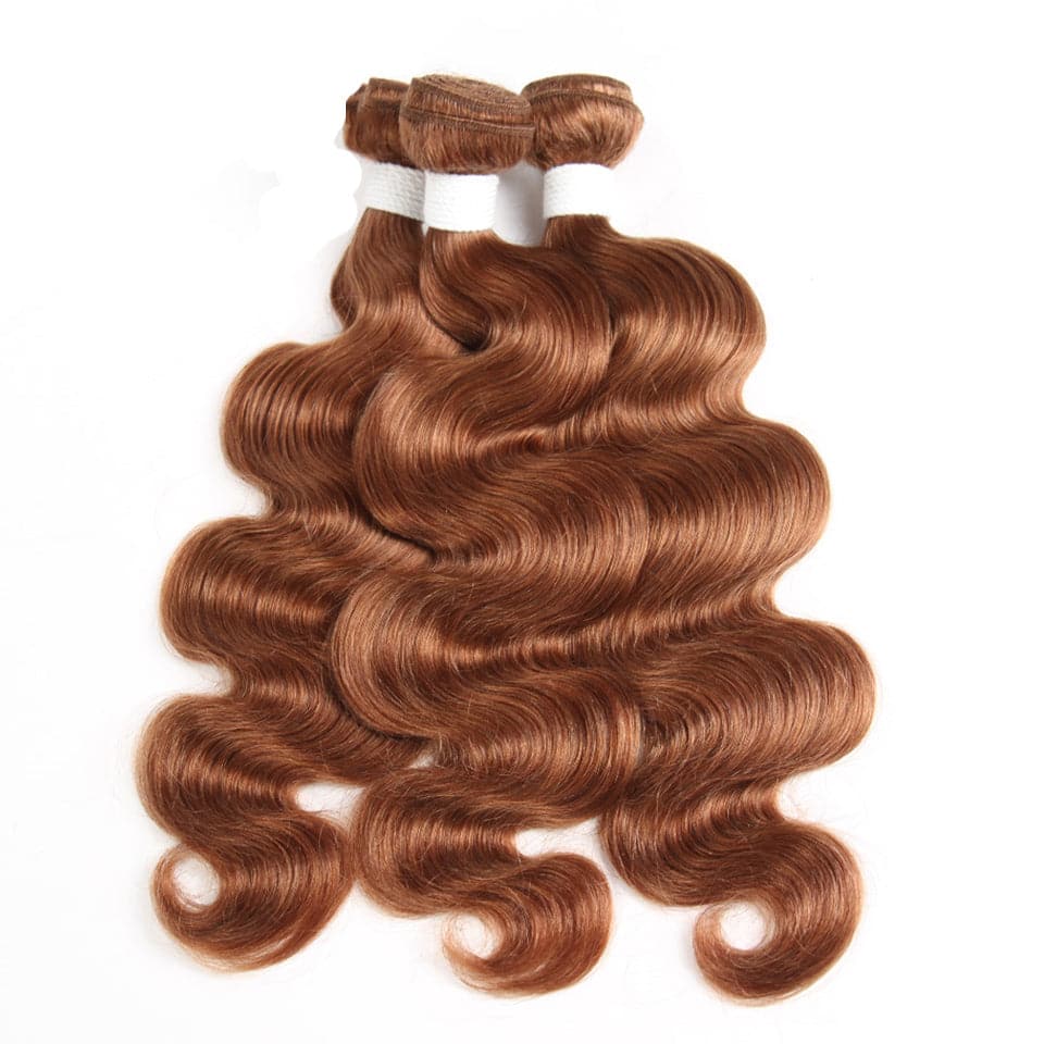 #30 Medium Auburn body wave 3 Bundles With 13x4 Lace Frontal 100% Human Hair - Lemoda Hair