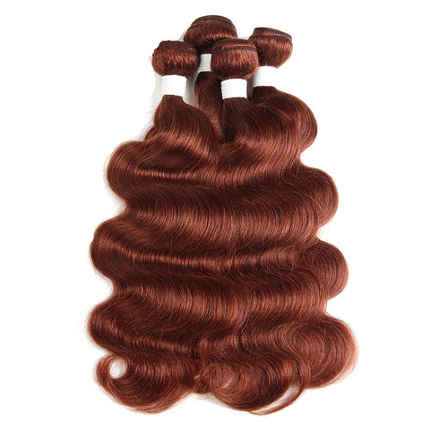 #33 Dark Auburn body wave 3 Bundles With 13x4 Lace Frontal 100% Human Hair - Lemoda Hair