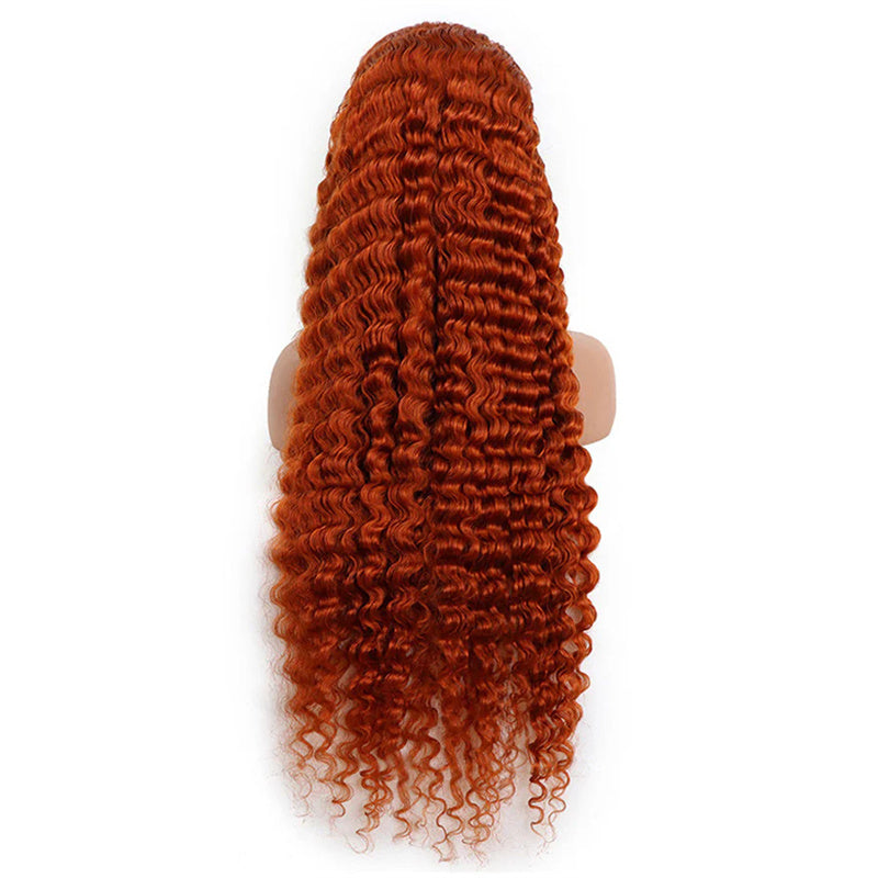 13x6 Ginger Orange Color Deep Wave wig 180% density