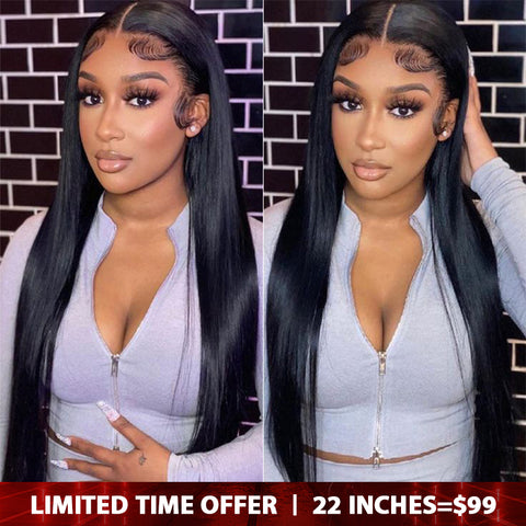 Lemoda Glueless wigs 5x5 Transparent Lace Closure Pre-Bleached Knots Wear&Go Wig Human Hair Silky Straight Wig for Black Women