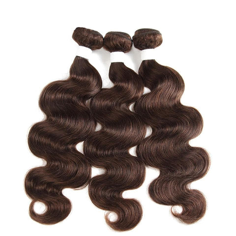 Chocolate Brown Body Wave 3 Bundles With 4X4 Lace Closure 100% virgin human hair