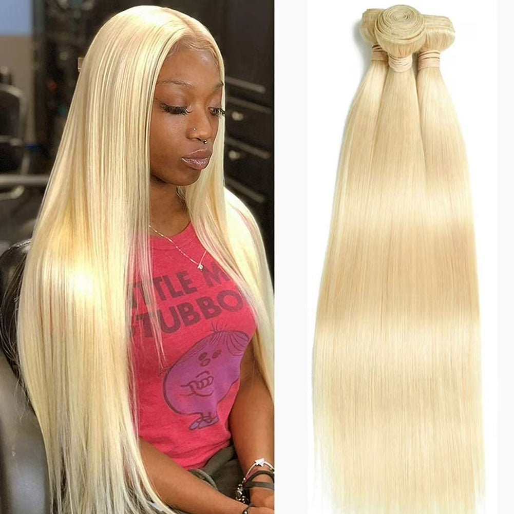 3PCS 613 Blonde Hair Weave Bundles 12 - 30 Inch Straight Peruvian Remy Human Hair - Lemoda Hair